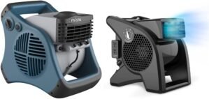 Lasko 7054 Misto Outdoor Misting Blower Fan – Features Cooling Misters & Patios, Blue & High Velocity Pivoting Utility Blower Fan, 14″, Black