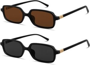 BOTEN Retro Sunglasses for Women Men 90s Small Rectangular Sun Glasses Vintage Cute Narrow Trendy Sunnies