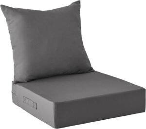Outdoor Cushions for Patio Furniture,Outdoor Seat Cushion Set 24 x 24 x 5.75 Inch,Waterproof & Fade Resistant Outdoor Chair Cushions,Deep Patio Chair Cushion with Removable Cover,Dark Grey