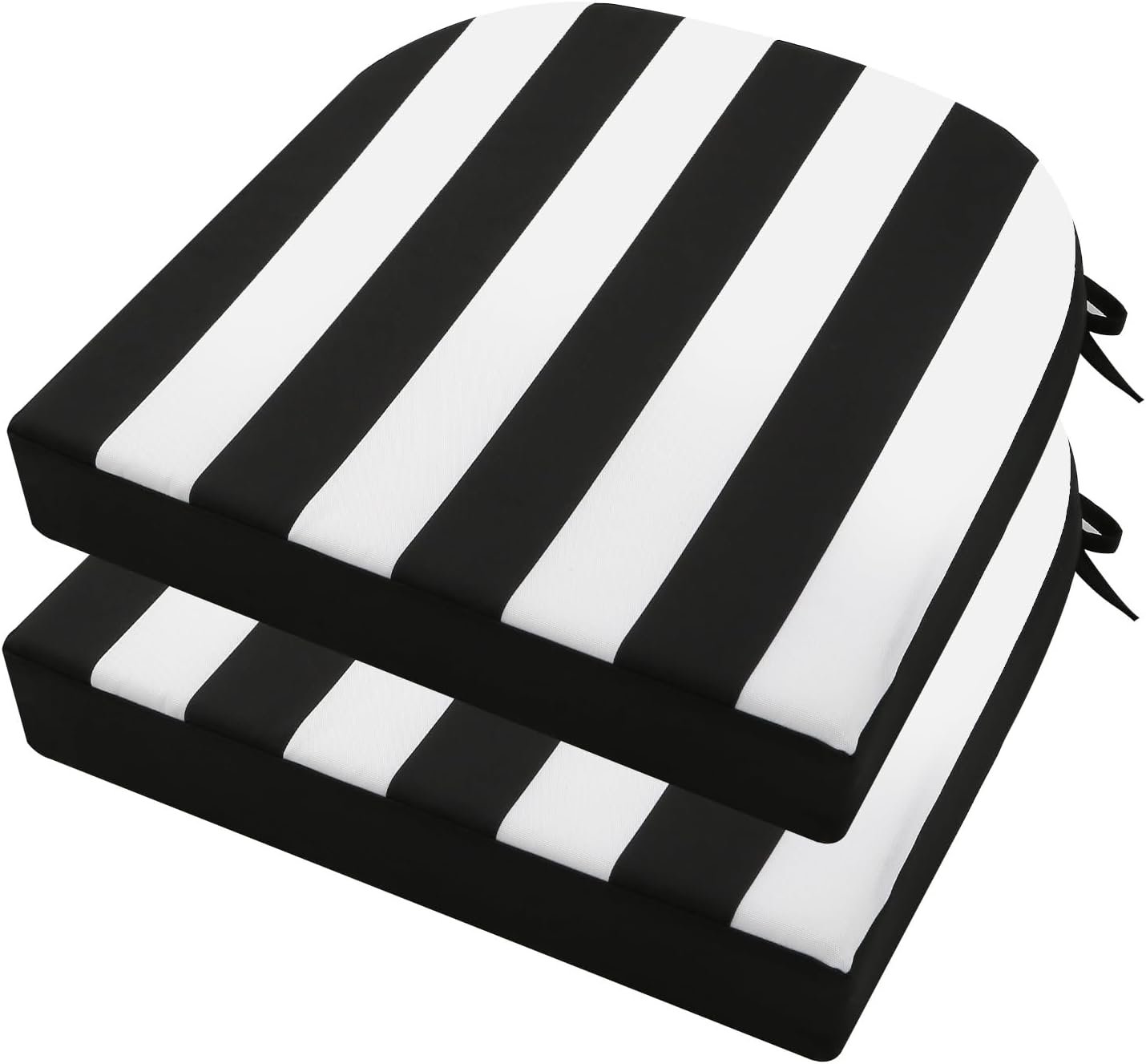 idee-home Outdoor Chair Cushions Set of 2, Thick 17″ x 17″ x 3″ Outdoor Seat Cushions Patio Furniture Waterproof with Ties, Dining Pads