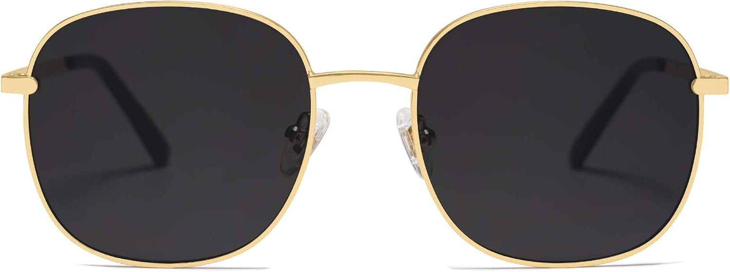 SOJOS Classic Trendy Square Sunglasses for Women Men Cute Big Frame Gold Shades SJ1137