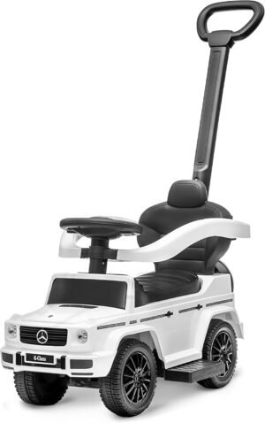 Best Ride On Cars Kids Outdoor Stroller Mercedes G-Wagon for Toddlers 1 to 3 Years Old with Music, Horn Sounds, and Handle, White