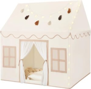 Kids Play Tent Indoor: with Mat, Tassel Garland, Star Lights – Toddler Girl Tent Indoor Playhouse for Toddlers Kids Toys for Boy Girl Birthday Gift