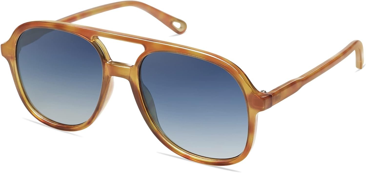 SOJOS Retro Polarized Aviator Sunglasses for Women Men Classic 70s Vintage Trendy Square Aviators SJ2174