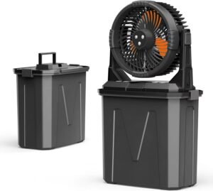 Portable Misting Fan with 9L Tank & 20,000mAh Battery – 3-Speed Outdoor Cooling for Patio, Camping, Golf Cart – 8H Mist, Lightweight 3.7lbs