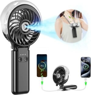 HandFan 5200mAh Upgraded Personal Misting Fan, Rechargeable Handheld Mister Fan, Spray Water Mist Fans, Portable Cooling AC, Electric Mini Hand Fans for Beach Travel Outdoors(Black)