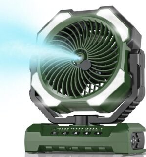 Misting Fan Portable with 250ml Water Tank, 24000mAh Rechargeable Cooling Fans for Outside, Outdoor Water Misters with 2 Mist Modes, Remote Control Camping Fan with Timer for Beach, Tents, Patios