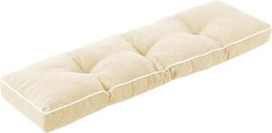 Bench Cushions for Outdoor Furniture, 42 x 16 Inch Outdoor Bench Cushion, Patio Bench Cushion with Durable Ties, Long Patio Seat Cushions for Garden, Indoor, Kitchen&Dining, Beige