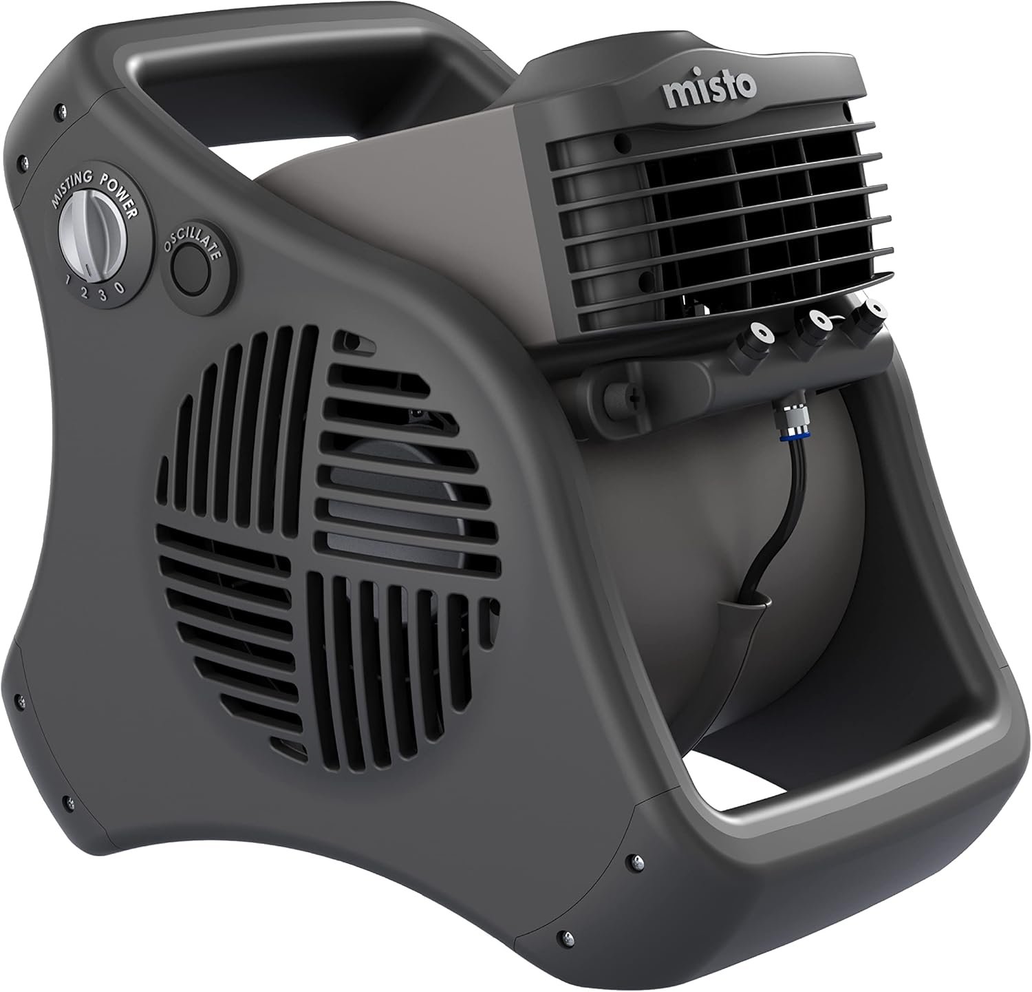 Lasko Misto Outdoor Misting Blower Fan, Ideal for Sports, Camping, Decks & Patios, 3 Speeds, 15″, Black, 7050