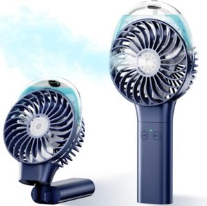PANERGY Handheld Misting Fan, Rechargeable Portable with Mist, Foldable Mini Fan for Women Men Girl Travel Makeup Outdoor Office