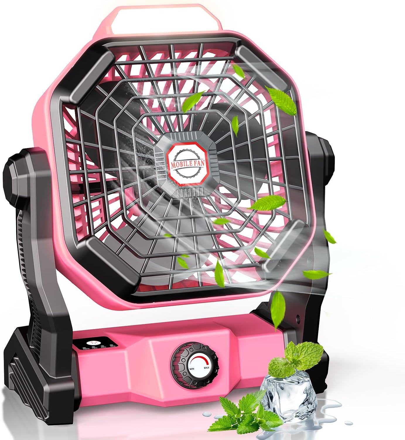 Camping Fan with LED Lantern, 10400 mAh 9 Inch Rechargeable Battery Powered Fan with 270 °Head Rotation, Stepless Speed and Quiet Battery Operated Tent for Picnic, Barbecue, Fishing, Travel, Home