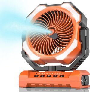 Misting Fan Portable with 250ml Water Tank, 24000mAh Rechargeable Cooling Fans for Outside, Outdoor Water Misters with 2 Mist Modes, Remote Control Camping Fan with Timer for Beach, Patios, Tents