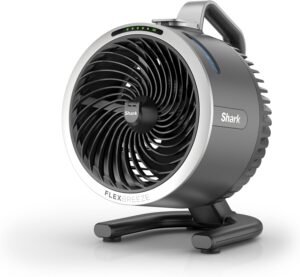 Shark FlexBreeze HydroGo Fan—Ultra-powerful portable fan with indoor + outdoor mist. Up to 70 feet of reach, corded & cordless, up to 12-hr. battery, 5 speeds, evaporative misting, Grey, FA052