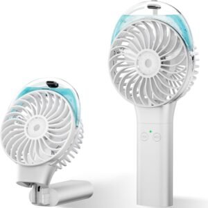 PANERGY Handheld Misting Fan, Rechargeable Portable with Mist, Foldable Mini Fan for Women Men Girl Travel Makeup Outdoor Office(black)