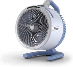 Shark FlexBreeze HydroGo Fan—Ultra-powerful portable fan with indoor + outdoor mist, Up to 70 feet of reach, corded & cordless, up to 12-hr. battery, 5 speeds, evaporative misting, Glacier, FA052BL