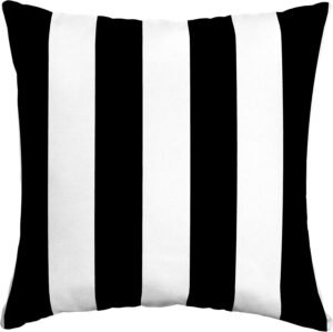 Arden Outdoor Toss Pillow, 16 x 16, Rain-Proof, Fade Resistant 16 x 16, Black Cabana Stripe