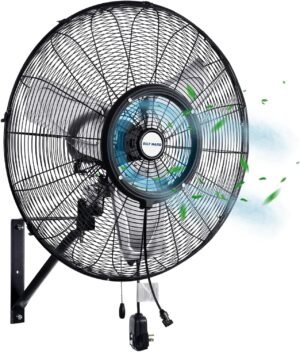 BILT HARD 24″ Oscillating High-Velocity Outdoor Wall Misting Fan, 3-Speed Patio Fans for Outside, 80° Oscillation, Waterproof, Industrial Wall Mount Fan for Outdoor- UL Listed