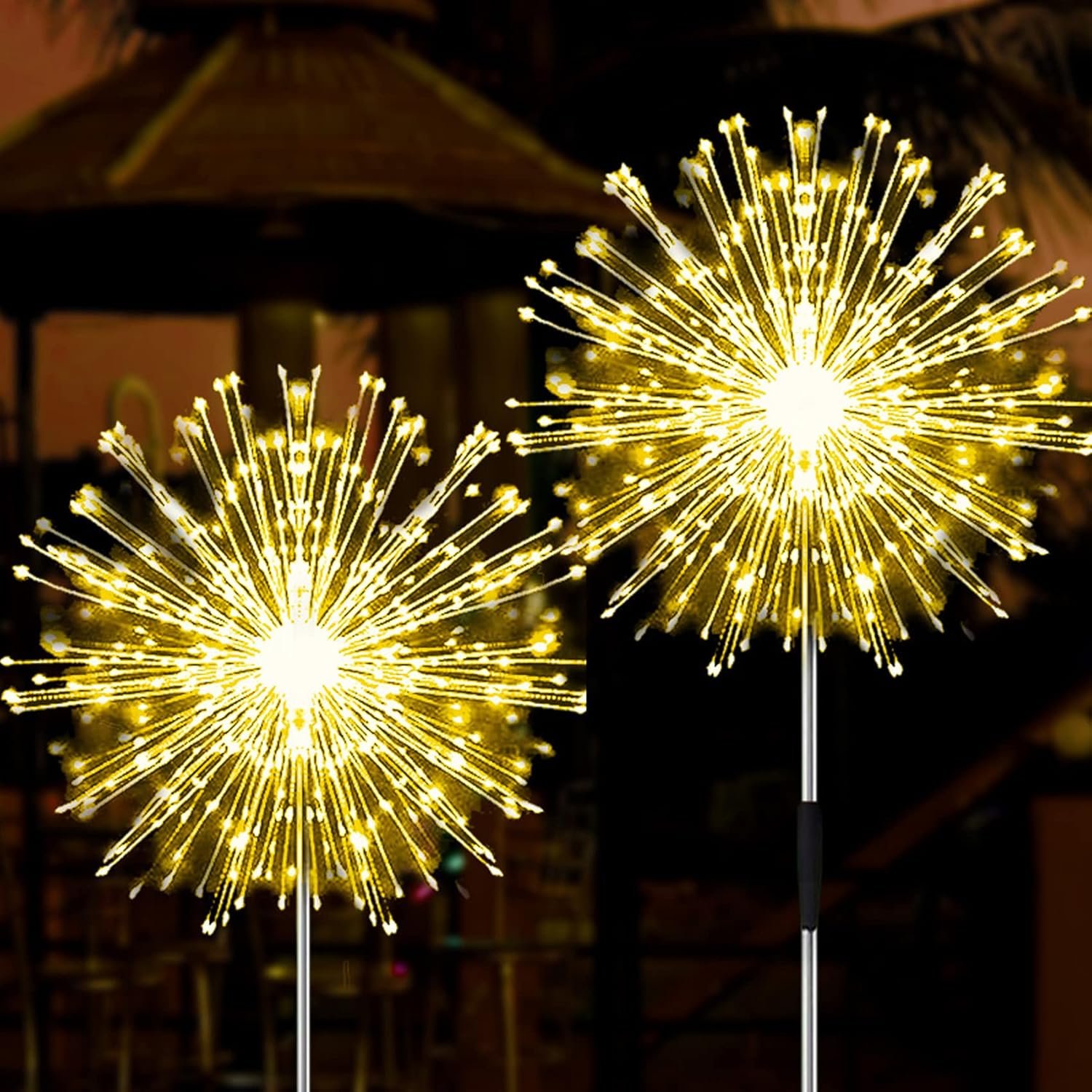 Outdoor Solar Lights Firework, 2 Pack 120 LEDs Waterproof Solar Lights for Outside Garden Yard Pathway Fence – Warm White