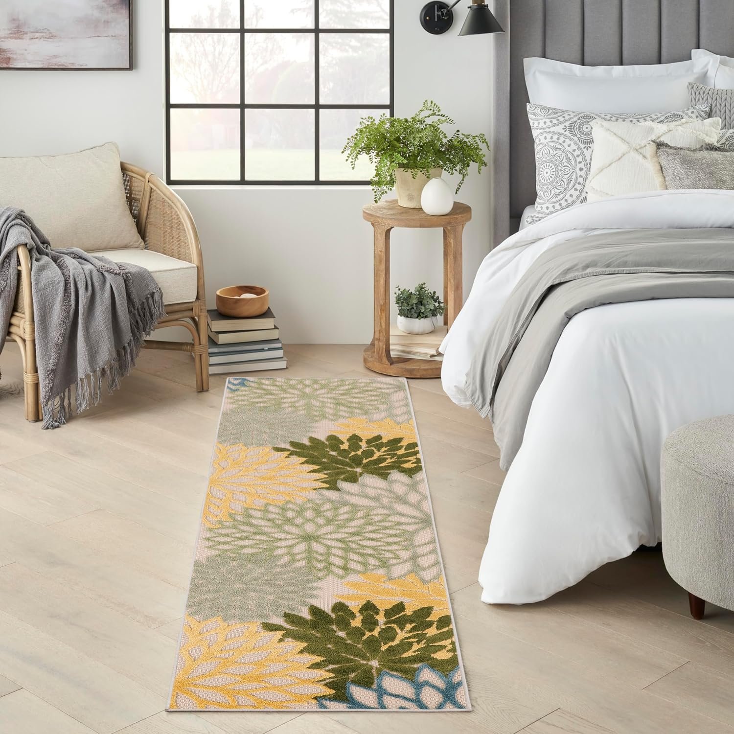 Nourison Aloha Indoor/Outdoor Green Multicolor 2’3″ x 8′ Area Rug, Easy-Cleaning, Non Shedding, Bed Room, Living Room, Dining Room, Backyard, Patio, Deck (2×8)