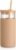 Tronco 20 oz Glass Tumbler with Lid & Straw – Iced Coffee Cup & Smoothie Cup With Silicone Sleeve | BPA-Free, Dishwasher Safe | Reusable Glass Cups with Bamboo Lids and Straws (Amber, 1 Count)