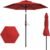 7.5FT Patio Umbrella Table Market Umbrella w/Tilt and Crank Heavy-Duty Round Outdoor Umbrellas for Garden, Deck, Backyard, Pool and Beach, Red
