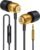 LUDOS Clamor Wired Earbuds in-Ear Headphones, 5 Years Warranty, Earphones with Microphone, Noise Isolating Ear Buds, Memory Foam for iPhone, Samsung, School Students, Kids, Women, Small Ears – Gold