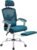 DUMOS Home Office Desk Chair with Footrest, High-Back Mesh Rolling Swivel Reclining Chairs with Wheels, Comfortable Headrest, Lumbar Support, Comfy Arms for Home, Office, Gaming, Student, Blue