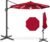 Best Choice Products 10ft Solar LED Cantilever Patio Umbrella, 360-Degree Rotation Hanging Offset Market Outdoor Sun Shade for Backyard, Deck, Poolside w/Lights, Easy Tilt, Cross Base – Red