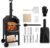 EDOSTORY Outdoor Pizza Oven, Wood Fired for Outside, Patio Maker With Stone, Peel, Grill Rack, and Waterproof Cover for Backyard Camping