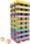 Hey! Play! Nontraditional Giant Wooden Blocks Tower Stacking Game with Dice, Outdoor Yard Game, for Adults, Kids, Boys and Girls (Rainbow Color)