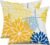 Yellow Blue Outdoor Pillow Cover 18X18 Inch Set of 2 Outdoor Waterproof Summer Floral Yellow Decorative Pillow case Decor for Couch Patio Funiture Garden Print Polyester Cushion Cover 01J18