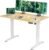 Claiks Bamboo Electric Standing Desk, Adjustable Height Stand up Desk, 48×24 Inches Sit Stand Home Office Desk with Splice Board, White Frame/BambooTop