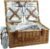 HappyPicnic Wicker Picnic Basket Set for 4 Persons | Large Willow Hamper with Large Insulated Cooler Compartment, Waterproof Blanket and Cutlery Service Kit-Classical Brown
