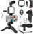 Vlogging Kit for iPhone, Android (with Tripod), with Mini LED Video Light + Cardioid Microphone + Phone Clip + Tripod for Video Calling, Vlogging, YouTube, Instagram, TikTok