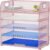 Marbrasse Paper Organizer Letter Tray, 5 Tier Mesh File Organizer with Handle, Paper Sorter Desk Organizer for Home Office Supplies – Pink