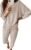 PRETTYGARDEN Women’s Fall 2 Piece Outfits Fashion Sweatsuit Long Sleeve Pullover Pants Ribbed Spring Matching Lounge Set