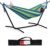 PNAEUT 2-Person Hammock with Space Saving Steel Stand Garden Yard Outdoor 450lb Capacity Double Hammocks and Portable Carrying Bag (Blue)
