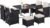 Yaheetech 9-Piece Patio Dining Sets, Outdoor Space Saving Rattan Chairs with Glass Table, Wicker Sectional Conversation Furniture Set with Removeable Cushions, Black/Beige