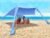 FBSPORT Beach Tent Sun Shelter, Portable Beach Shade Canopy UPF50+ with Sandbags for Outdoor Family Camping, Fishing, Backyard Fun, Picnic, 7 x 7ft