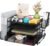 Soilsiu Desk Organizer, Office Desk Accessoreis with Drawer, 4-Tier Dorm Room Essentials for College Students, Pen Holders, Office Supplies Paper File Organizer for Desk, Black