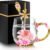 Women Glass Tea Coffee Pretty Cup Set Cute Mug Christmas Xmas Birthday Romantic Gift Work Wife Husband Girlfriend Gf Unique Nice Best Top 2024 Valentines Day Cheerlead Long Distance Relationship Pink