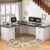 SEDETA Farmhouse 69″ Executive L Shaped Desk, Home Office Desk with Drawers and Storage Cabinet & Power Outlet, Corner Computer Desk, White