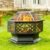 28 Inch Hex-Shaped Fire Pit,Wood Burning Fire Pits for Outside with Spark Screen&Poker,Metal Hexagon Outdoor Firepit for Backyard,Bonfire,Patio,Party,Garden,Picnic and Camping,Black