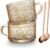 MFACOY Vintage Coffee Mugs Set of 2, 14 oz Glass Tea Cups with Handle, Amber Embossed Glass Cups for Cappuccino, Latte, Cereal, Milk, Hot or Cold Beverages