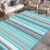 Outdoor Patio Plastic Rug Waterproof – Outdoor Rugs for Camper Outside, Rv, Porch Deck Rug Clearance, Area Carpet for Outside, Balcony, Patio Decor, Blue & Grey, 4×6 ft