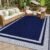 HappyTrends Outdoor Rug Reversible Portable Plastic Straw Camping Rugs for Outside RV,Large Waterproof Outdoor Area Rugs for Patio,Deck,Porch,Balcony (5’x 8′,White&Blue)