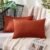 MIULEE Pack of 2 Decorative Outdoor Solid Waterproof Throw Pillow Covers Faux Linen Garden Farmhouse Cushion Cases for Patio Tent Balcony Couch Sofa 12×20 inch Burnt Orange