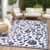 OLANLY Waterproof Outdoor Rug 5×8 ft, Outdoor Plastic Straw Rug with Flower Pattern, Reversible RV Mat for Patio, Camping, Balcony, Deck, Backyard, Navy & White