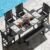HDPE Outdoor Dining Table Set of 6, 71″ L Patio Dining Furniture Set with 4 Chairs & 1 Bench, Modern Cut-Out Dining Table Chairs Set with Umbrella Hole (Dark Gray, 1 Table+4 Chairs+1 Bench)