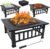 GasOne 32-inch Metal Fire Pit – Modern Outdoor Fireplace with Screen – Perfect for Camping, Heating, Bonfires & Picnics